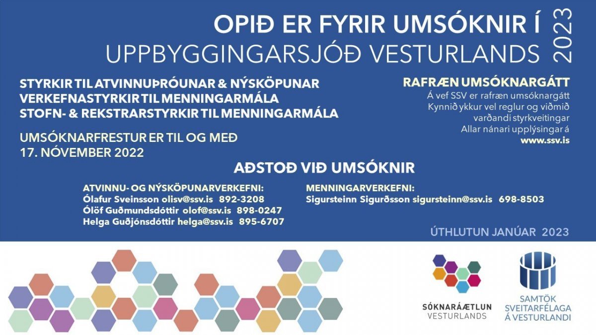 Featured image for “Uppbyggingarsjóður Vesturlands hefur opnað fyrir umsóknir”