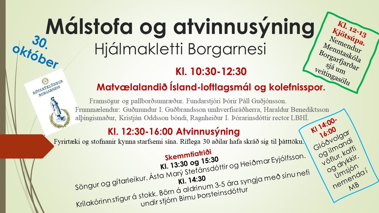 Featured image for “Atvinnusýning í Hjálmakletti laugardaginn 30. október nk.”