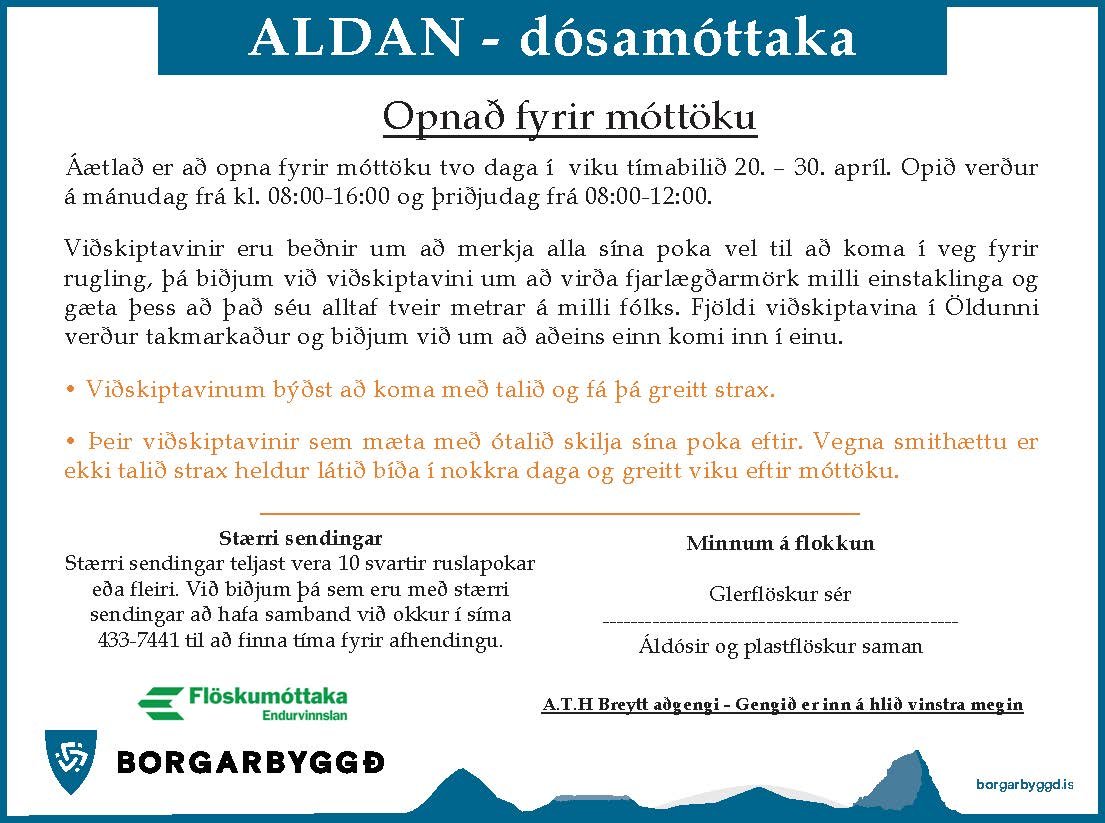 Featured image for “Dósamóttakan opnar með takmörkunum”