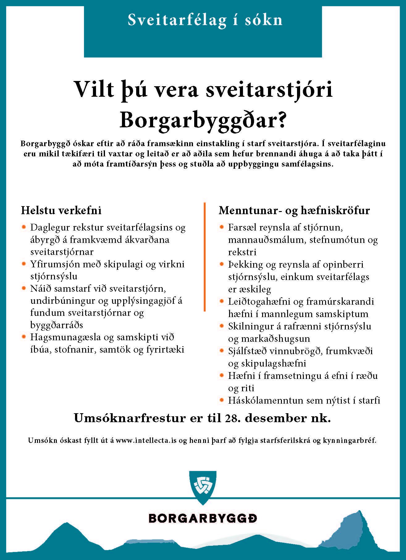 Featured image for “Vilt þú vera sveitarstjóri Borgarbyggðar?”