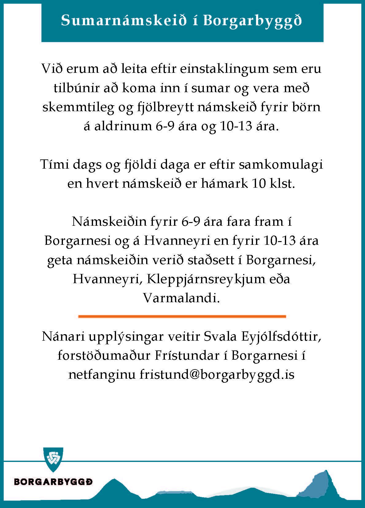Featured image for “Sumarnámskeið í Borgarbyggð”
