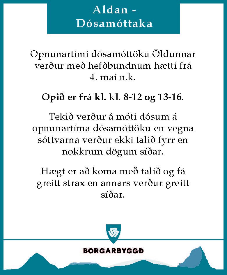 Featured image for “Opnunartími dósamóttöku Öldunnar verður með hefðbundnum hætti frá 4. maí n.k.”