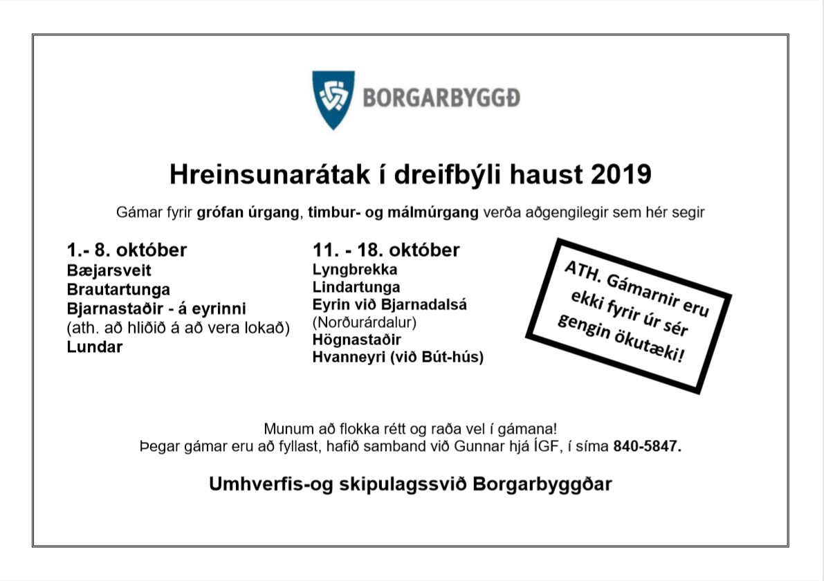 Featured image for “Hreinsunarátak í dreifbýli haust 2019”