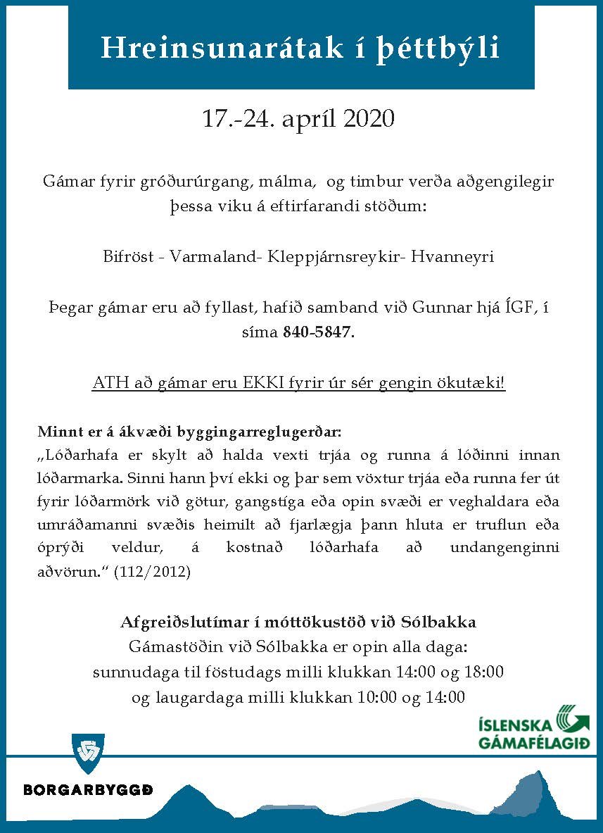 Featured image for “Hreinsunarátak í þéttbýli 17.-24.apríl 2020”