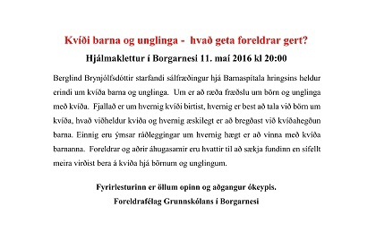 Featured image for “Kvíði barna og unglinga – fyrirlestur”