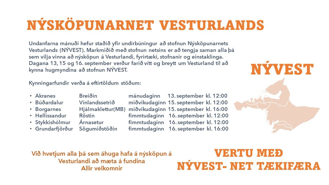 Featured image for “Kynningarfundur vegna Nýsköpunarnets Vesturlands í kvöld 15. september”