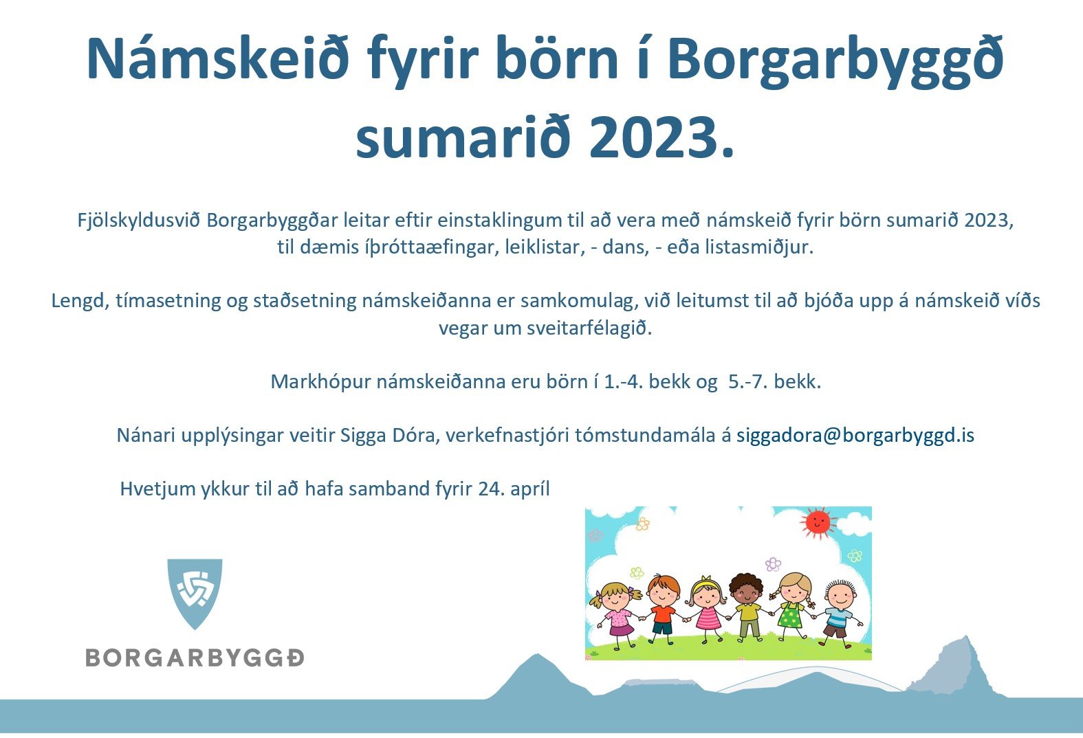 Featured image for “Sumarnámskeið fyrir börn í Borgarbyggð 2023.”