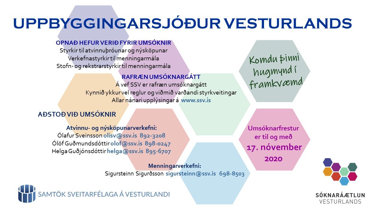 Featured image for “Uppbyggingarsjóður Vesturlands – opið fyrir umsóknir og fjarkynning á morgun, 28. október.”