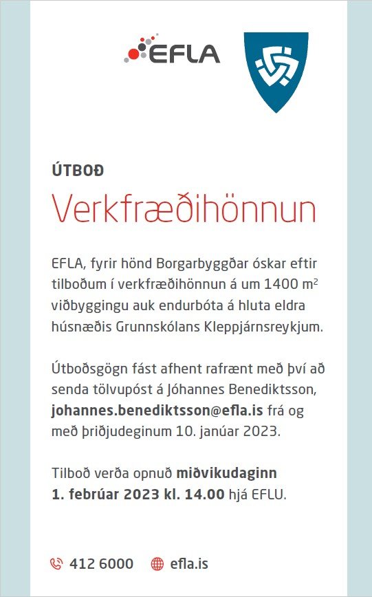 Featured image for “Útboð: Verkfræðihönnun”