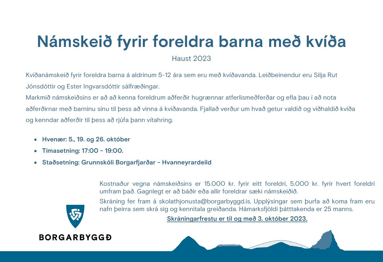 Featured image for “Námskeið fyrir foreldra barna með kvíða”
